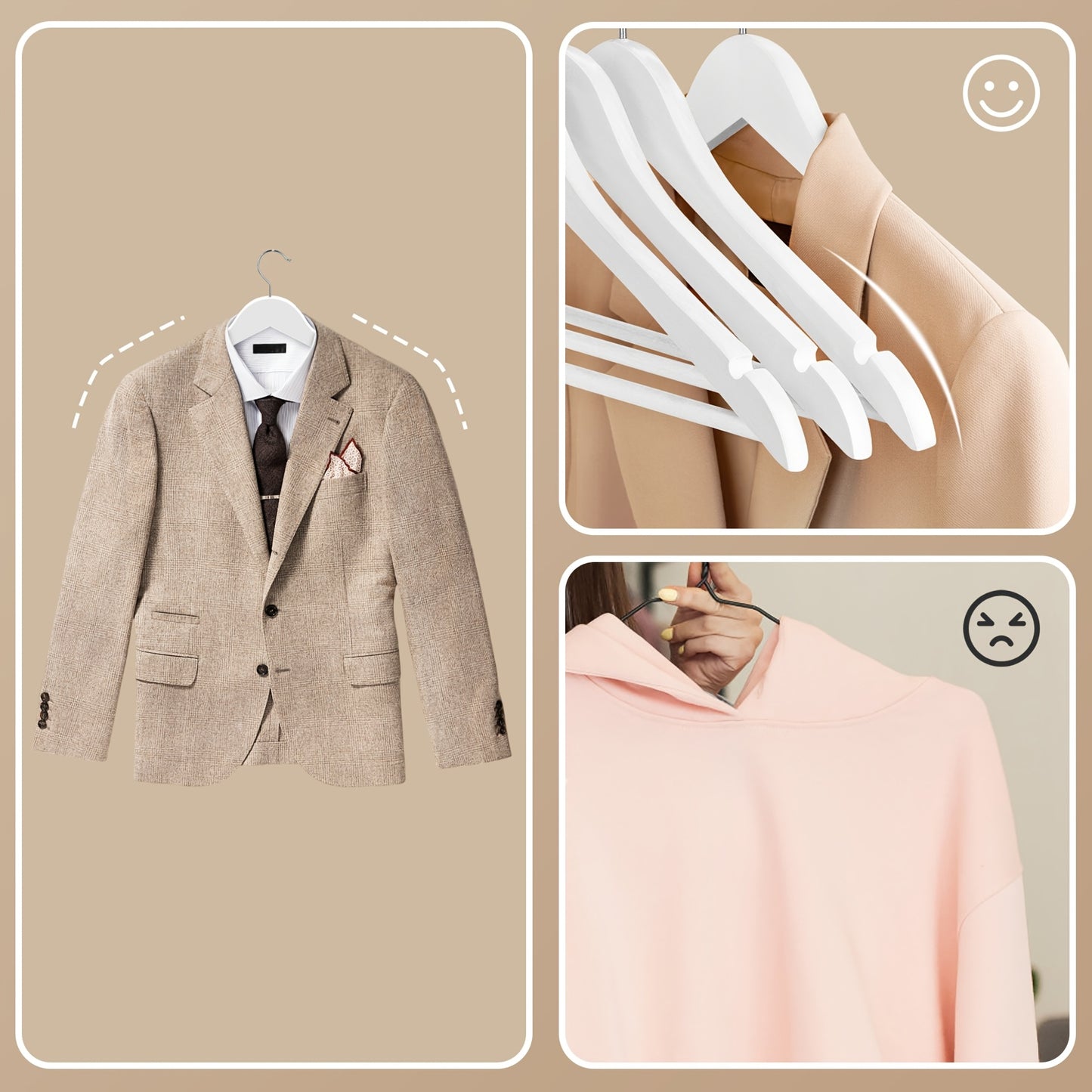 20/40pcs Wooden Coat Hangers, Strong Wood Hanger, with 360° Hook, Shoulder Notches for Suspenders, Coats, Jackets, Suits