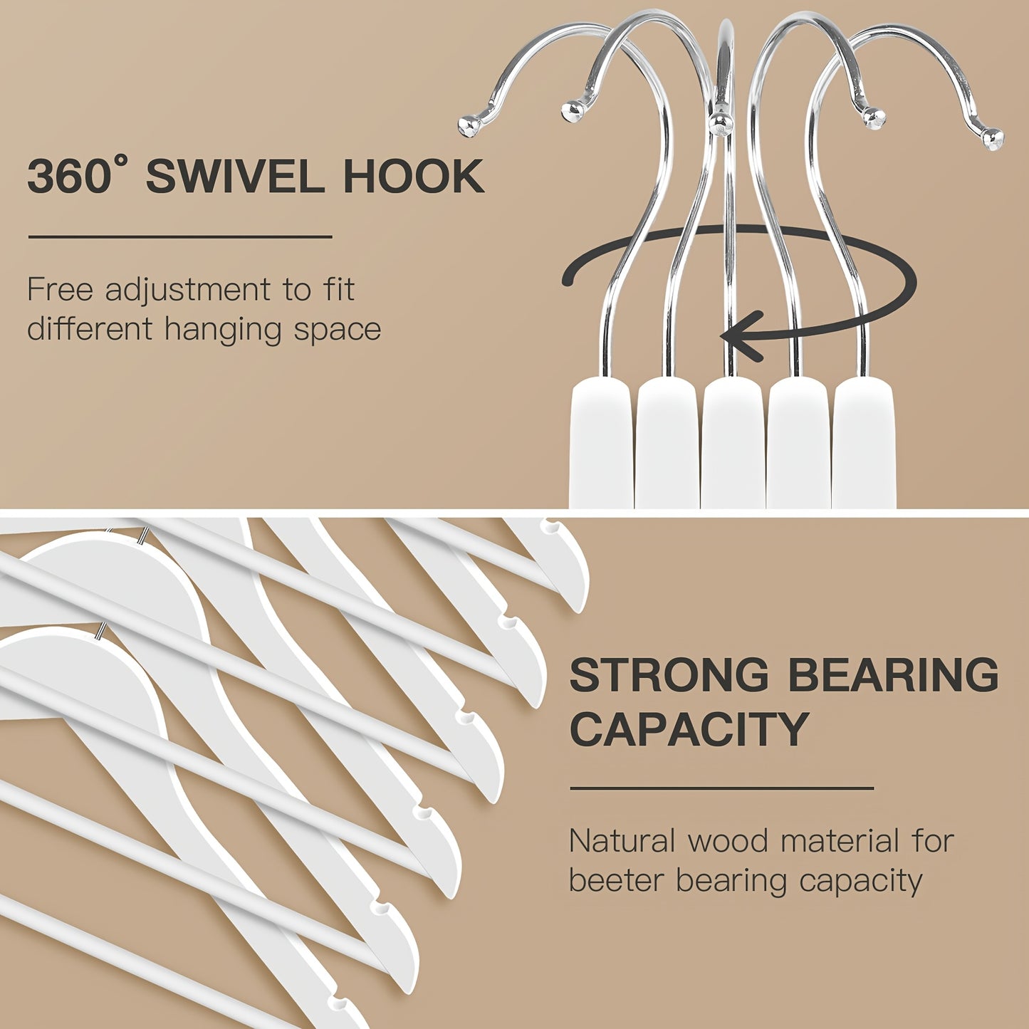 20/40pcs Wooden Coat Hangers, Strong Wood Hanger, with 360° Hook, Shoulder Notches for Suspenders, Coats, Jackets, Suits