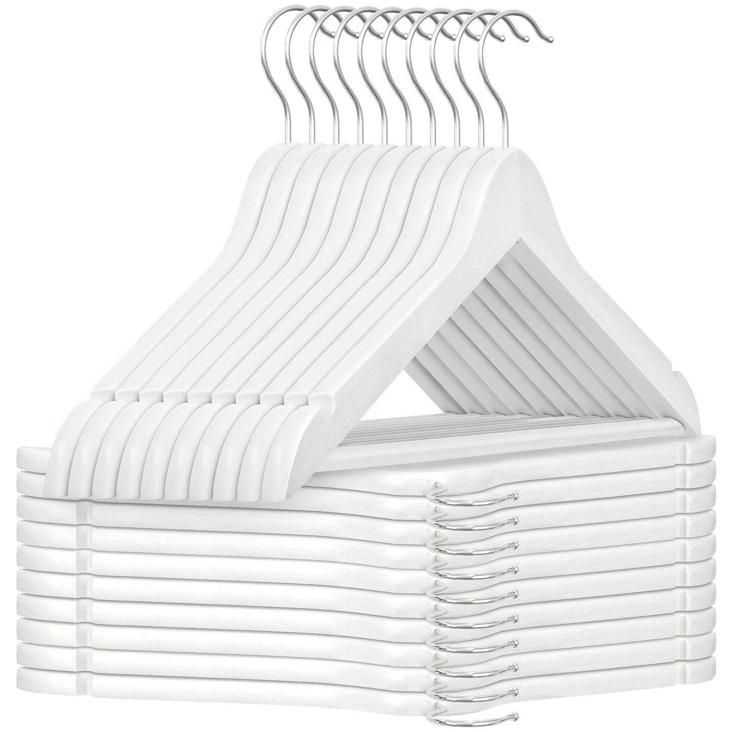 20/40pcs Wooden Coat Hangers, Strong Wood Hanger, with 360° Hook, Shoulder Notches for Suspenders, Coats, Jackets, Suits