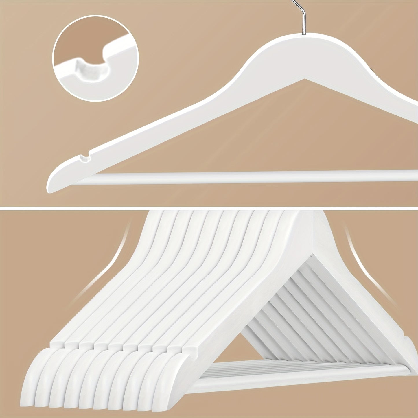 20/40pcs Wooden Coat Hangers, Strong Wood Hanger, with 360° Hook, Shoulder Notches for Suspenders, Coats, Jackets, Suits